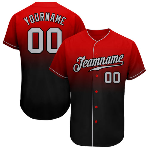 Custom Gray Red-Black Authentic Two Tone Baseball Jersey