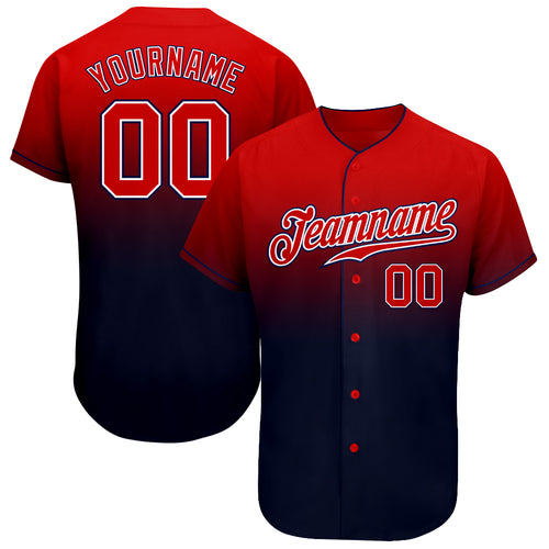 Custom Baseball Jersey Red White-Navy