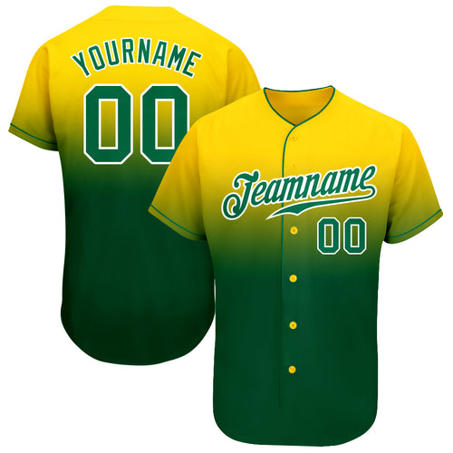 Kelly Green White-Gold CUSTOM Baseball Jersey 