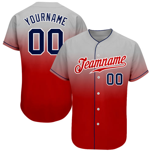 Custom Light Blue Red-Navy Baseball Jersey