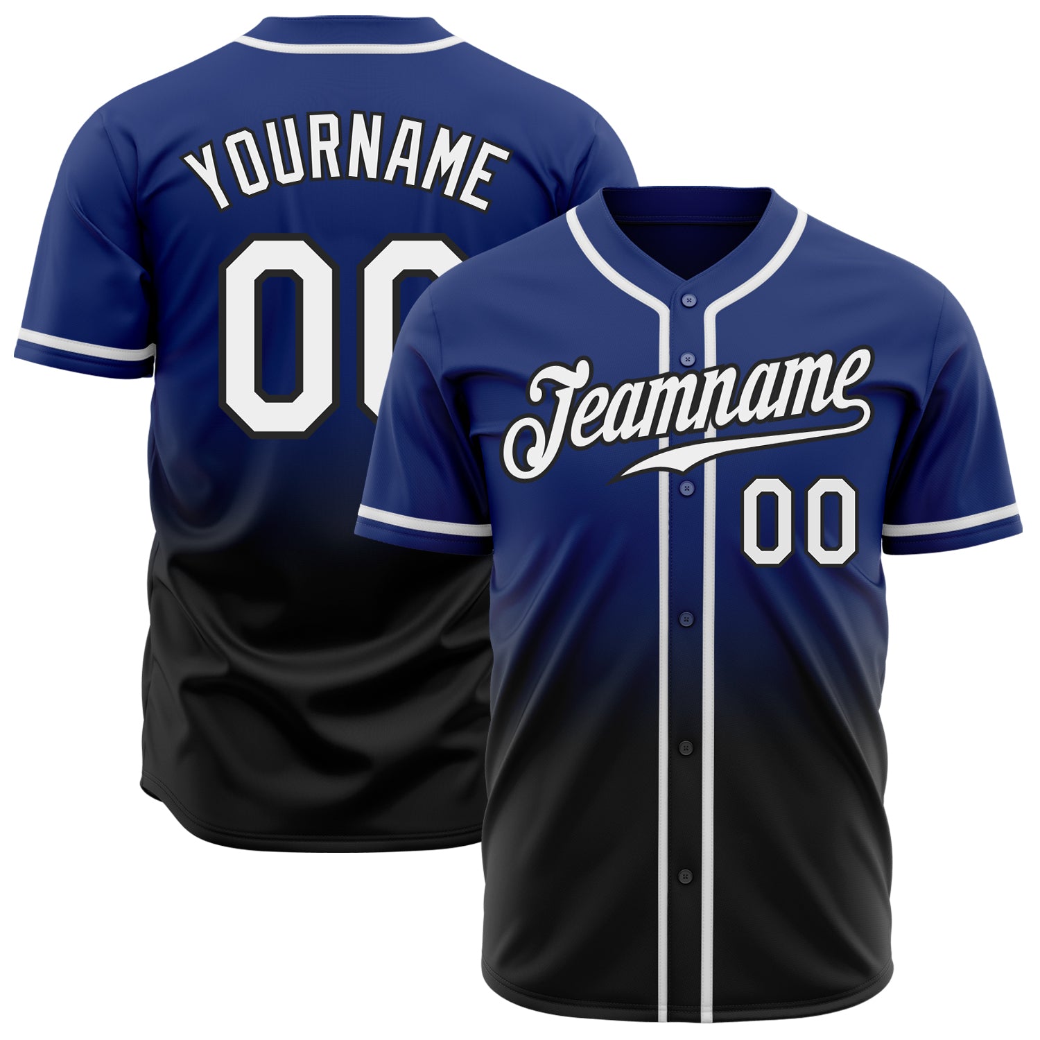 Custom Royal White-Black Authentic Fade Fashion Baseball Jersey