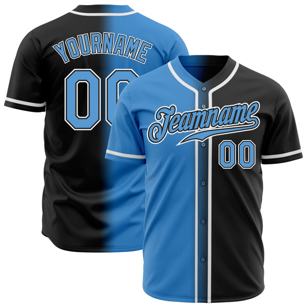 Custom Black Powder Blue-White Authentic Gradient Fashion Baseball Jersey