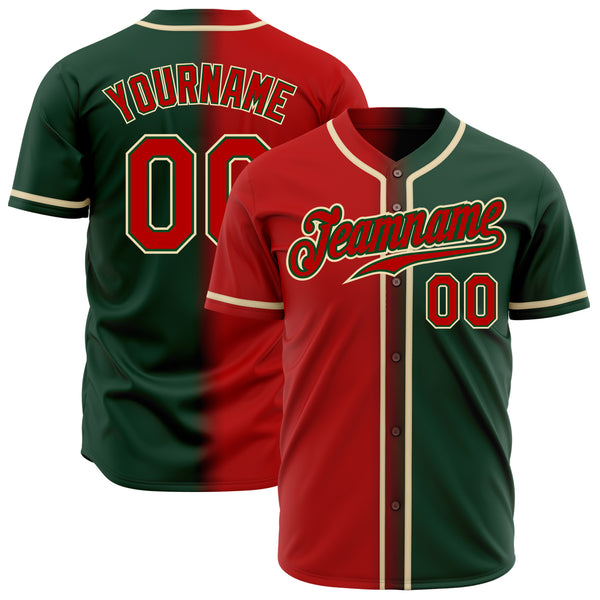 Custom Green Red-Cream Authentic Gradient Fashion Baseball Jersey