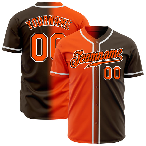 Custom Brown Orange-White Authentic Gradient Fashion Baseball Jersey