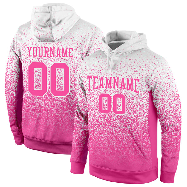 Custom Stitched White Pink Fade Fashion Sports Pullover Sweatshirt Hoodie