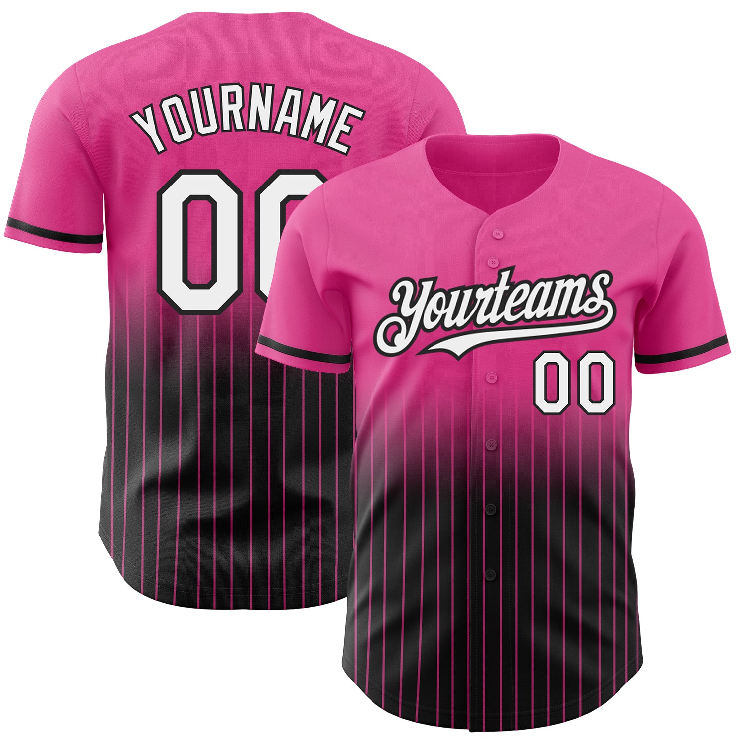 2024 Custom Pink Pinstripe White-Black Authentic Fade Fashion Baseball ...