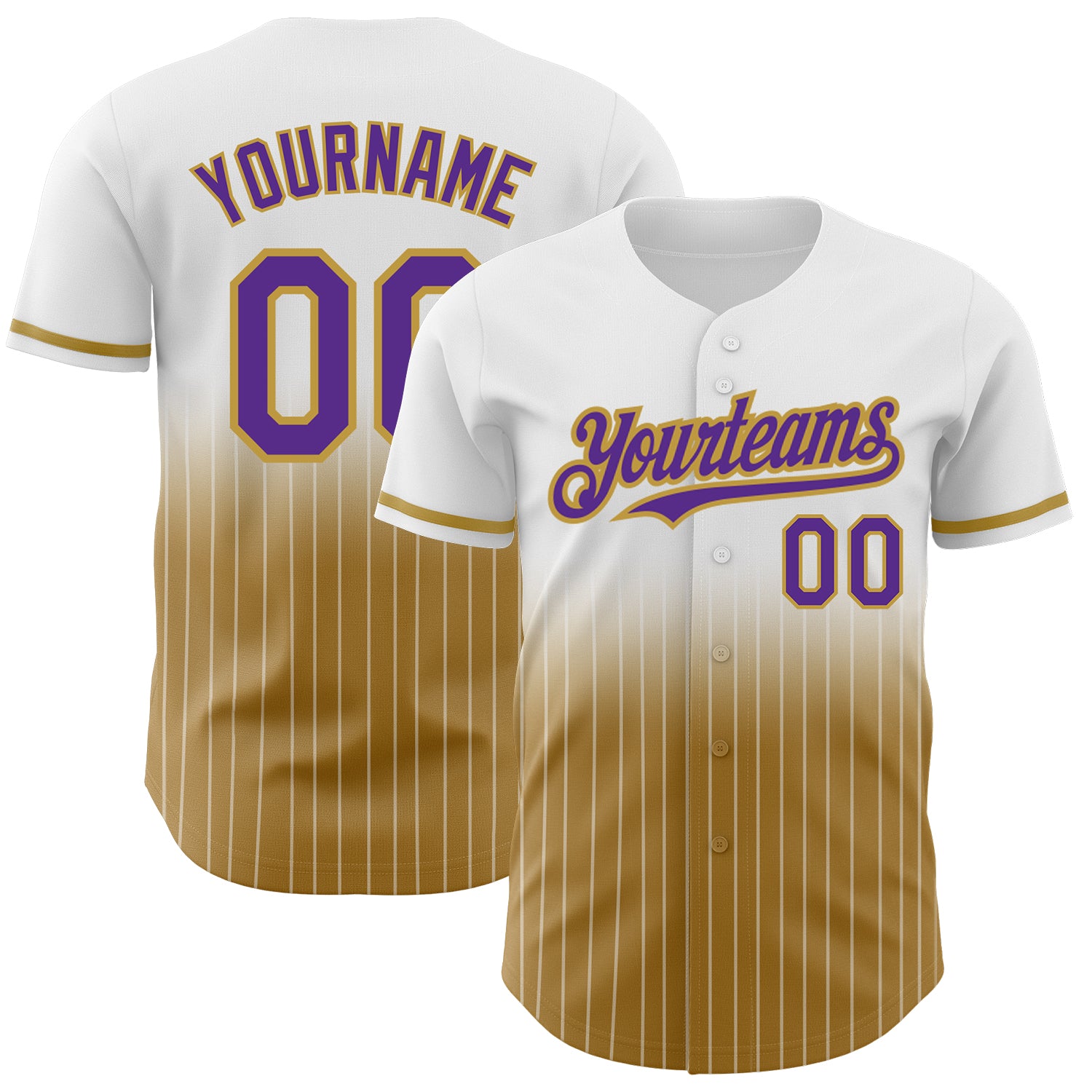 2024 Custom White Pinstripe Purple-Old Gold Authentic Fade Fashion ...