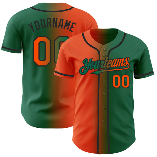 Custom Kelly Green Orange-Black Authentic Gradient Fashion Baseball Jersey