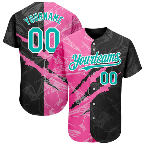 Custom White Black-Aqua Baseball Jersey