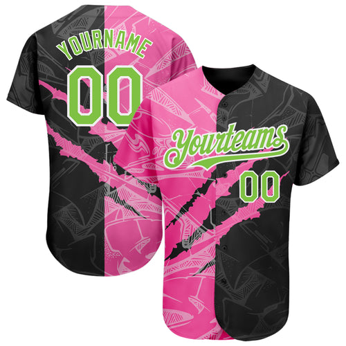 Custom Black Black-Neon Green Authentic Baseball Jersey Discount