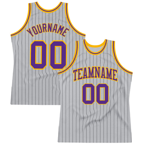 Custom Black White Pinstripe Gold-White Authentic Basketball Jersey Discount