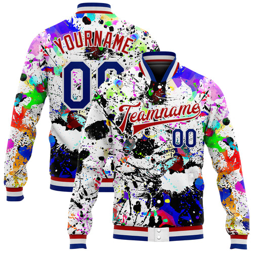 Custom Camo White-Navy 3D Bomber Full-Snap Varsity Letterman Salute To  Service Jacket Discount