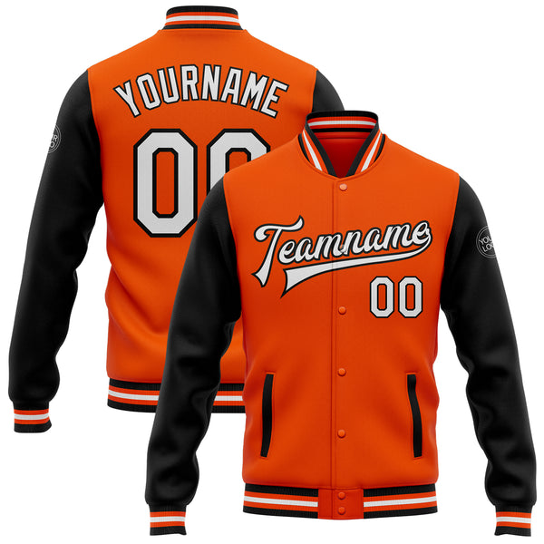 Custom Black Orange-White Authentic Split Fashion Baseball Jersey