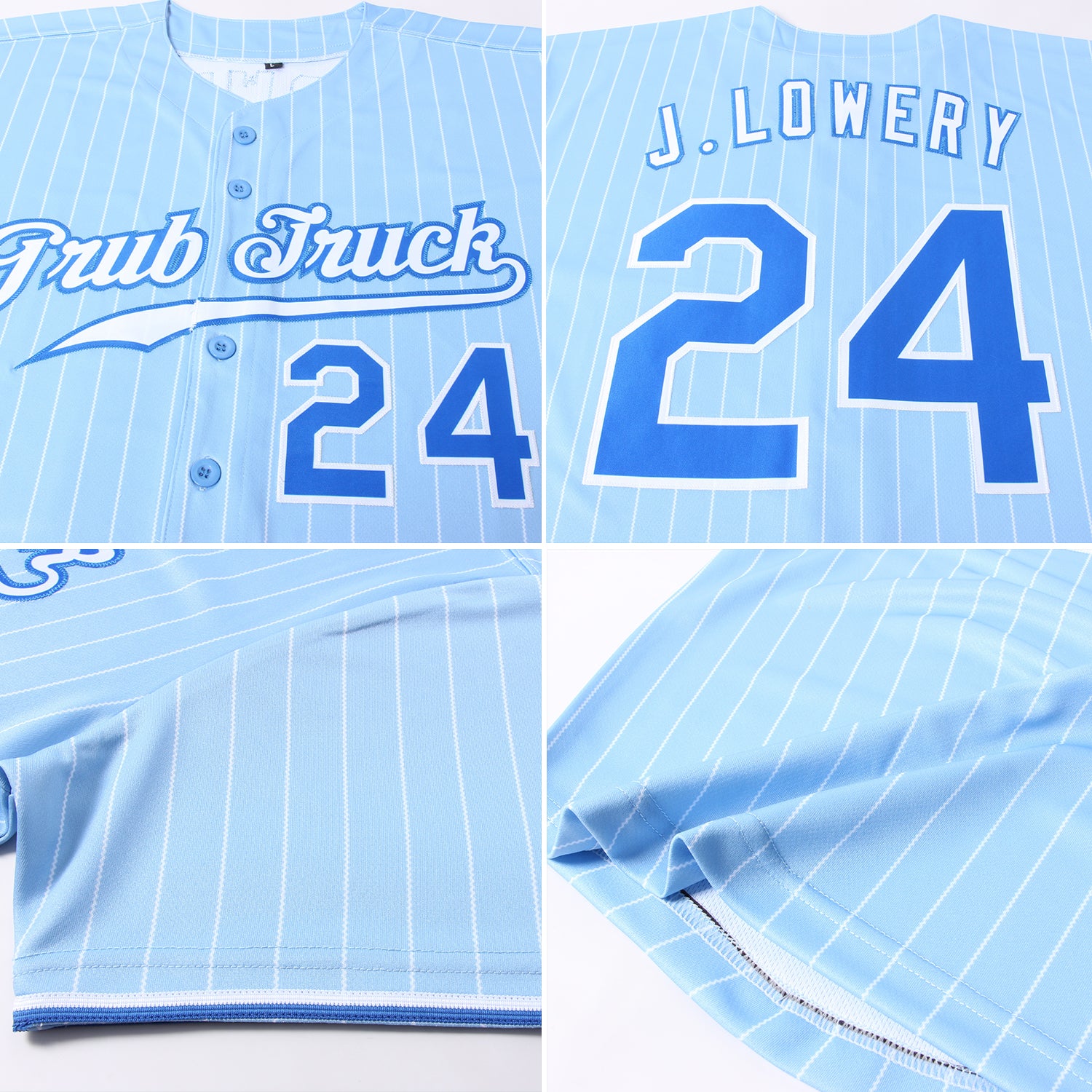 Custom Light Blue White Pinstripe Royal-White Authentic Baseball Jersey