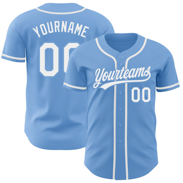 Custom Light Blue White Authentic Baseball Jersey