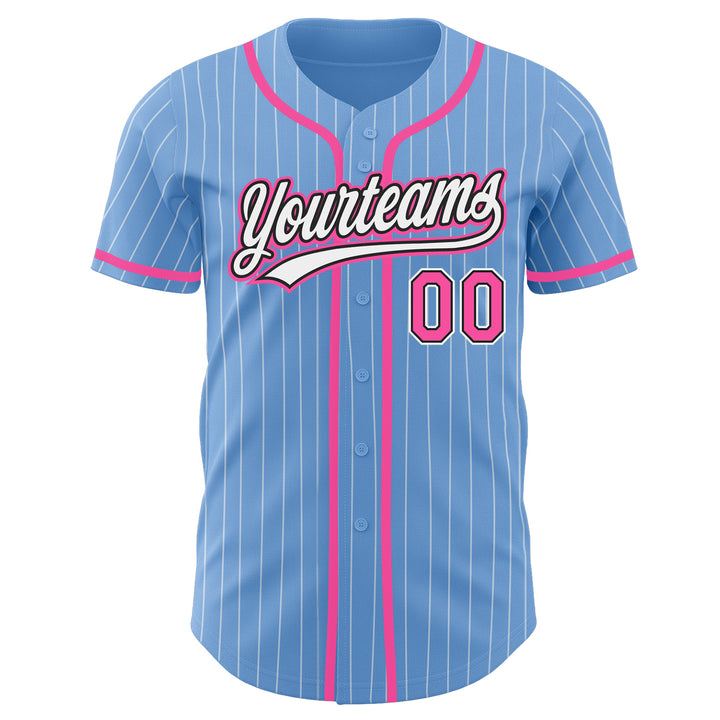 Custom White Light Blue Pinstripe Light Blue Black-Pink Authentic Baseball  Jersey Clearance – FanCustom