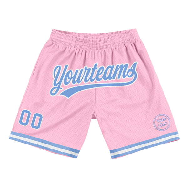 Custom Red Light Blue-White Authentic Throwback Basketball Shorts Sale  Online – FansCustom