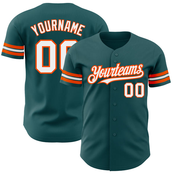 Custom Midnight Green White-Orange Authentic Baseball Jersey