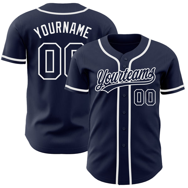 Custom Navy Navy-White Authentic Baseball Jersey