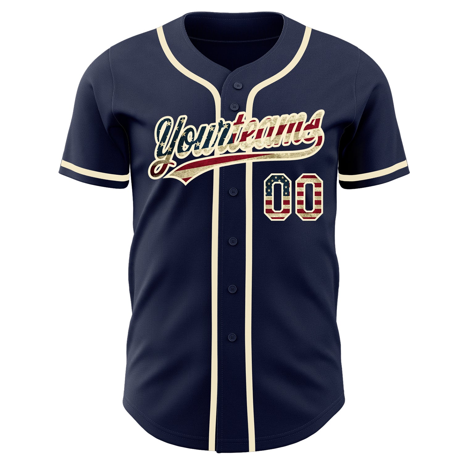 Custom Navy Vintage USA Flag-Cream Authentic Baseball Jersey