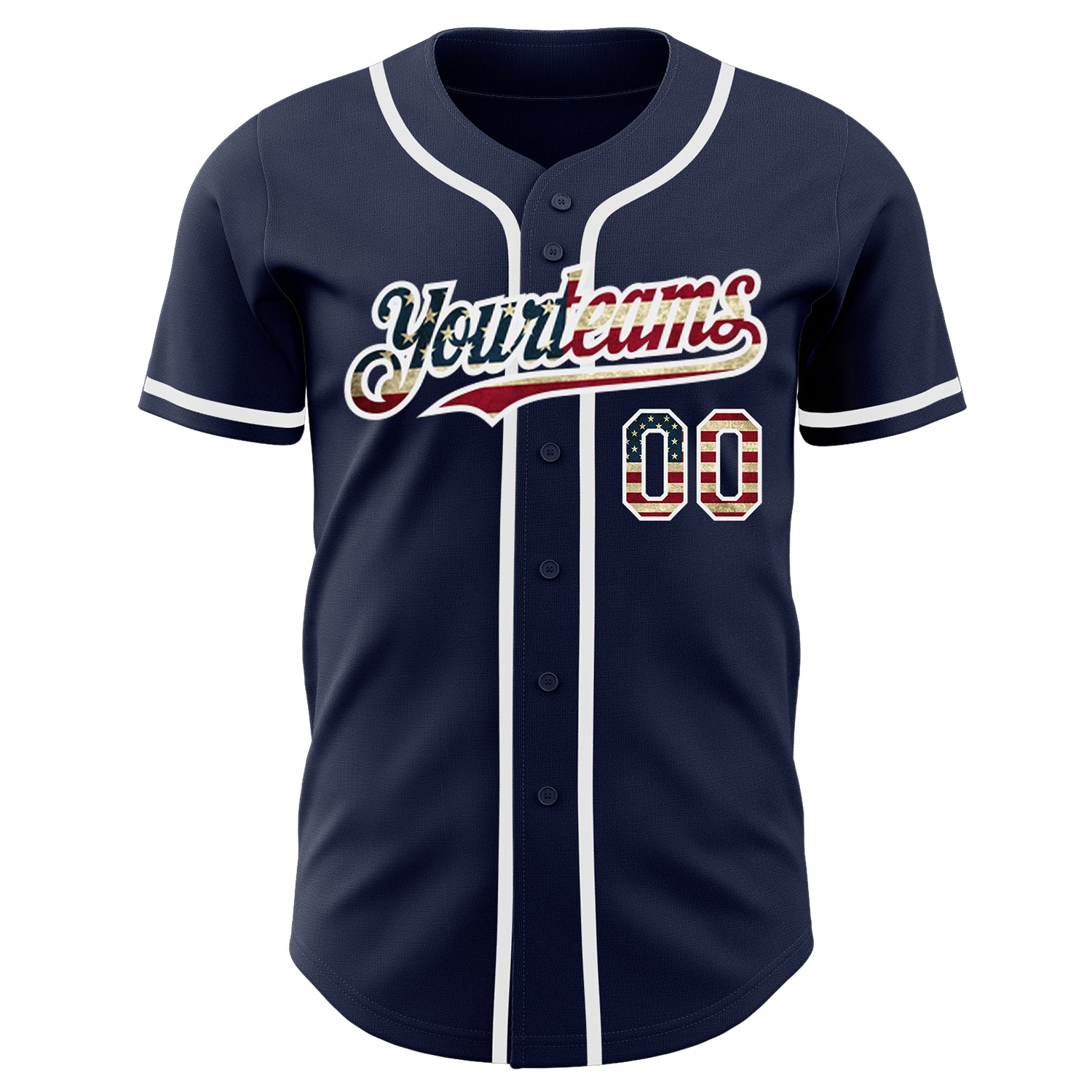 Custom Navy Vintage USA Flag-White Authentic Baseball Jersey