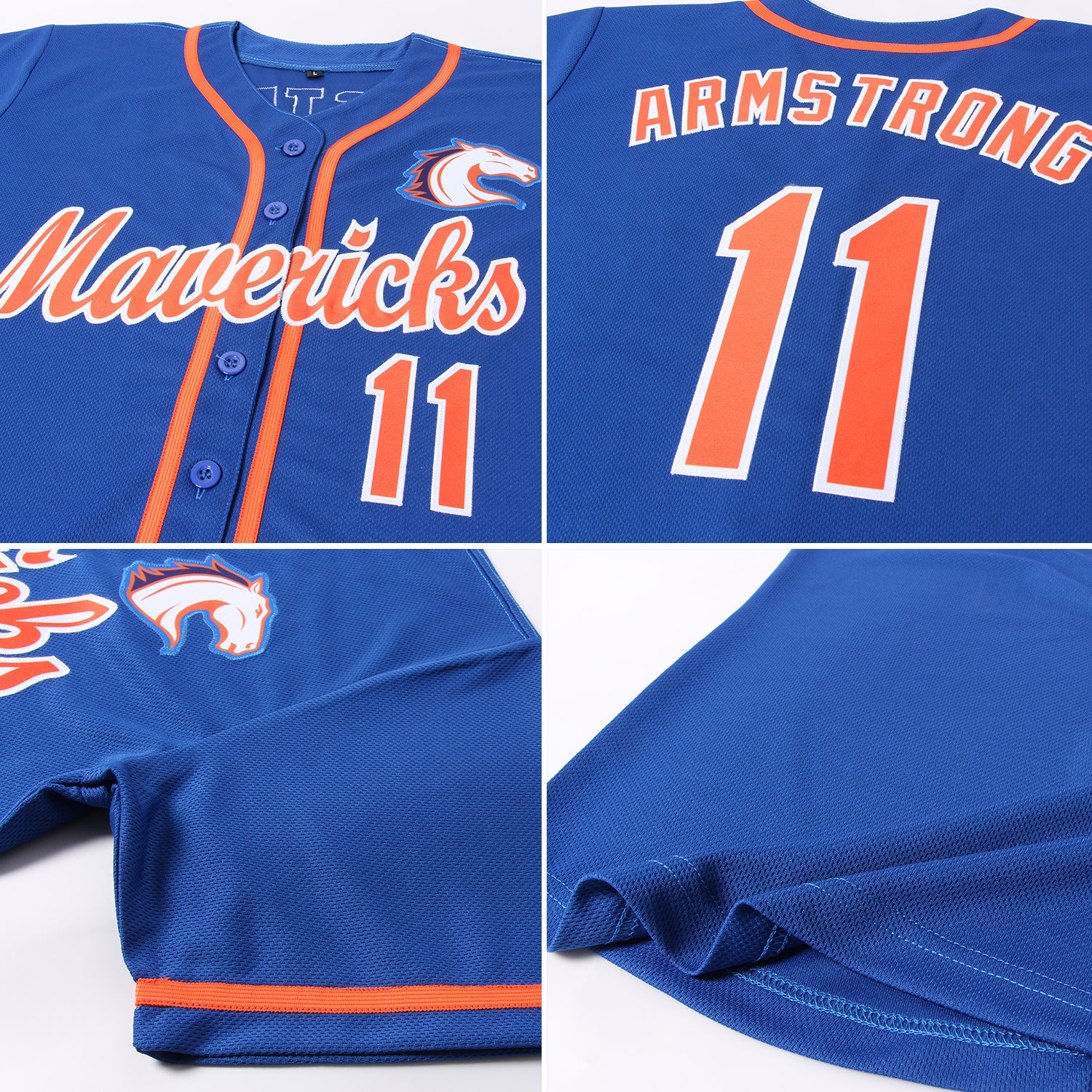 Custom Royal Orange-White Baseball Jersey