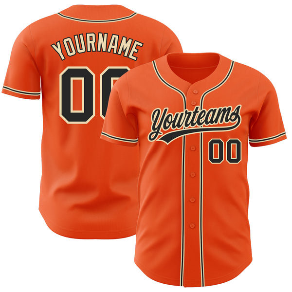 Custom Orange Black-City Cream Authentic Baseball Jersey