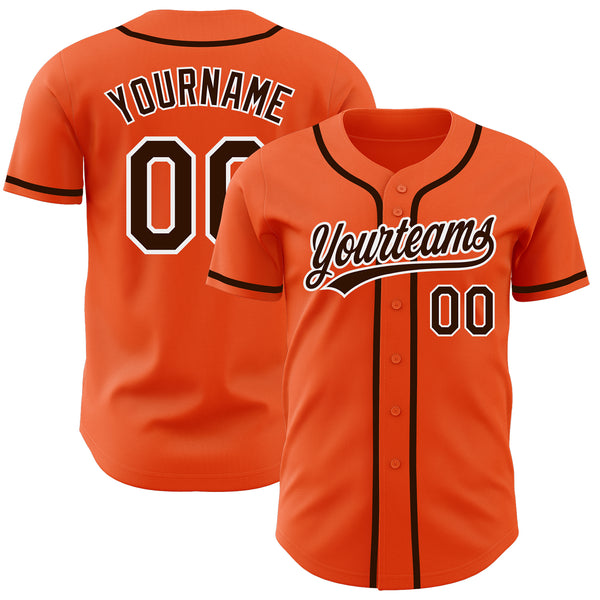 Custom Orange Brown-White Authentic Baseball Jersey