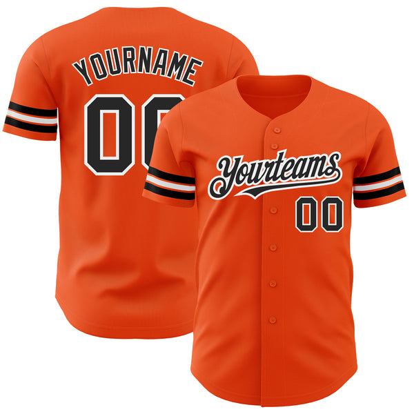 Custom Orange Black-White Authentic Baseball Jersey