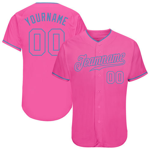 Cheap Custom Powder Blue Powder Blue-Pink Authentic Baseball