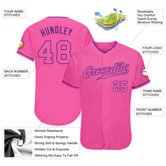 Custom Pink Pink-Purple Authentic Baseball Jersey