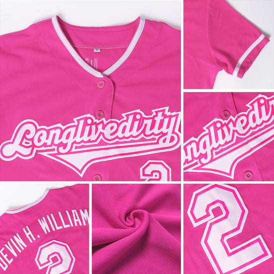 Custom Pink Pink-Purple Authentic Baseball Jersey