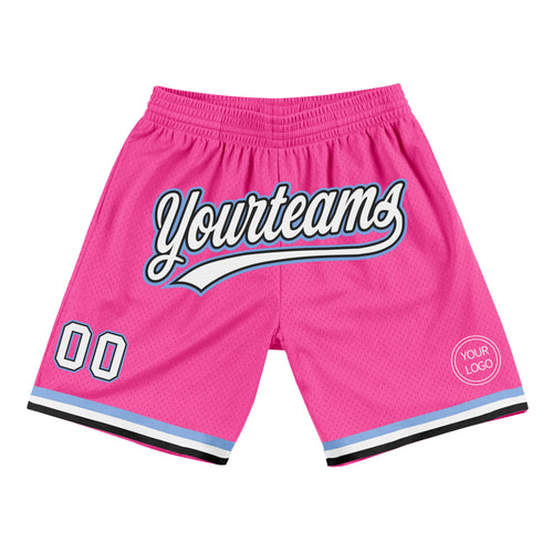 Custom Light Pink White-Light Blue Authentic Throwback Basketball