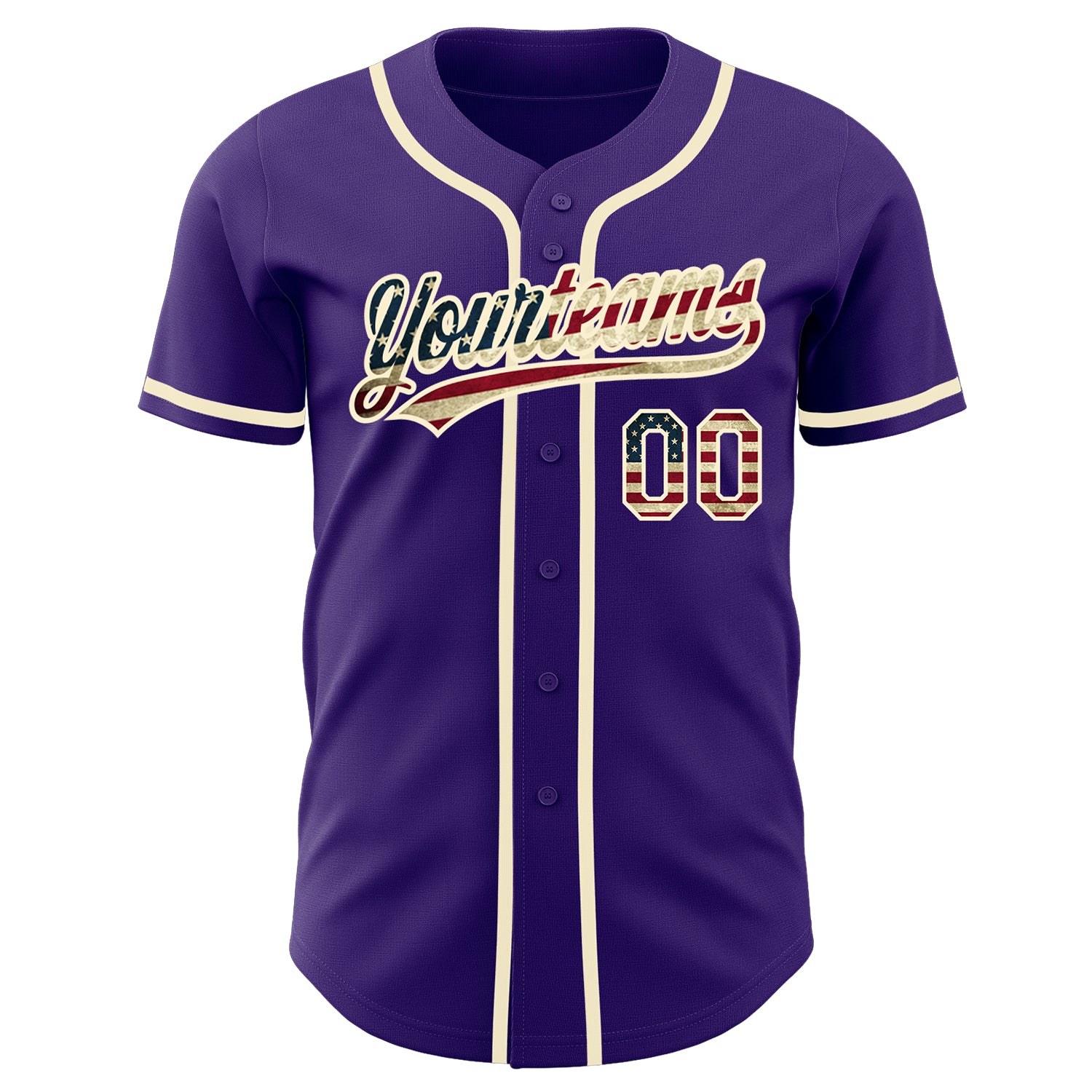 Custom Purple Vintage USA Flag-Cream Authentic Baseball Jersey