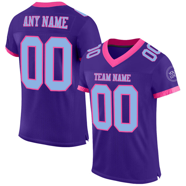 Custom Purple Light Blue-Pink Mesh Authentic Football Jersey