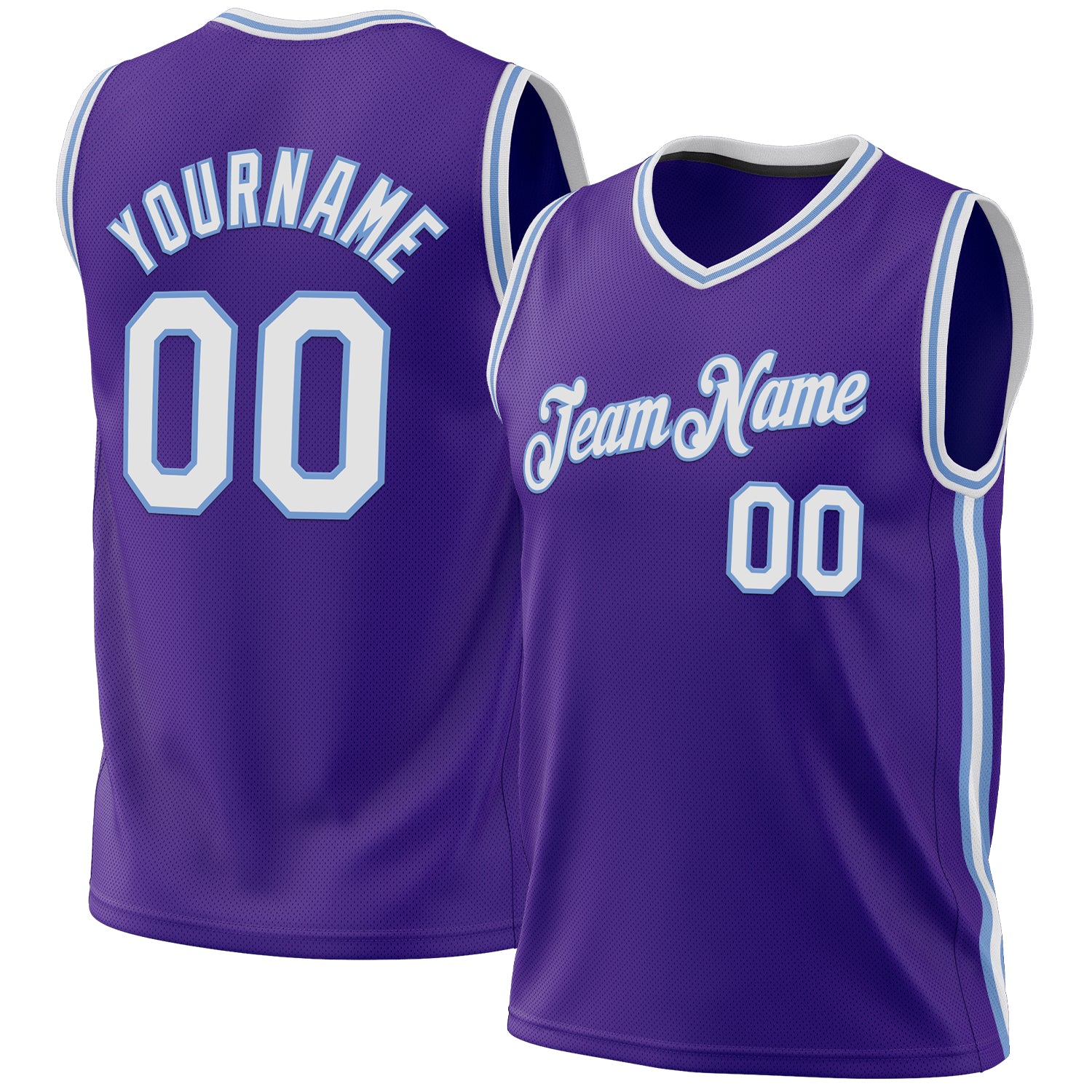 2024 Custom Purple White-Light Blue Authentic Throwback Basketball ...