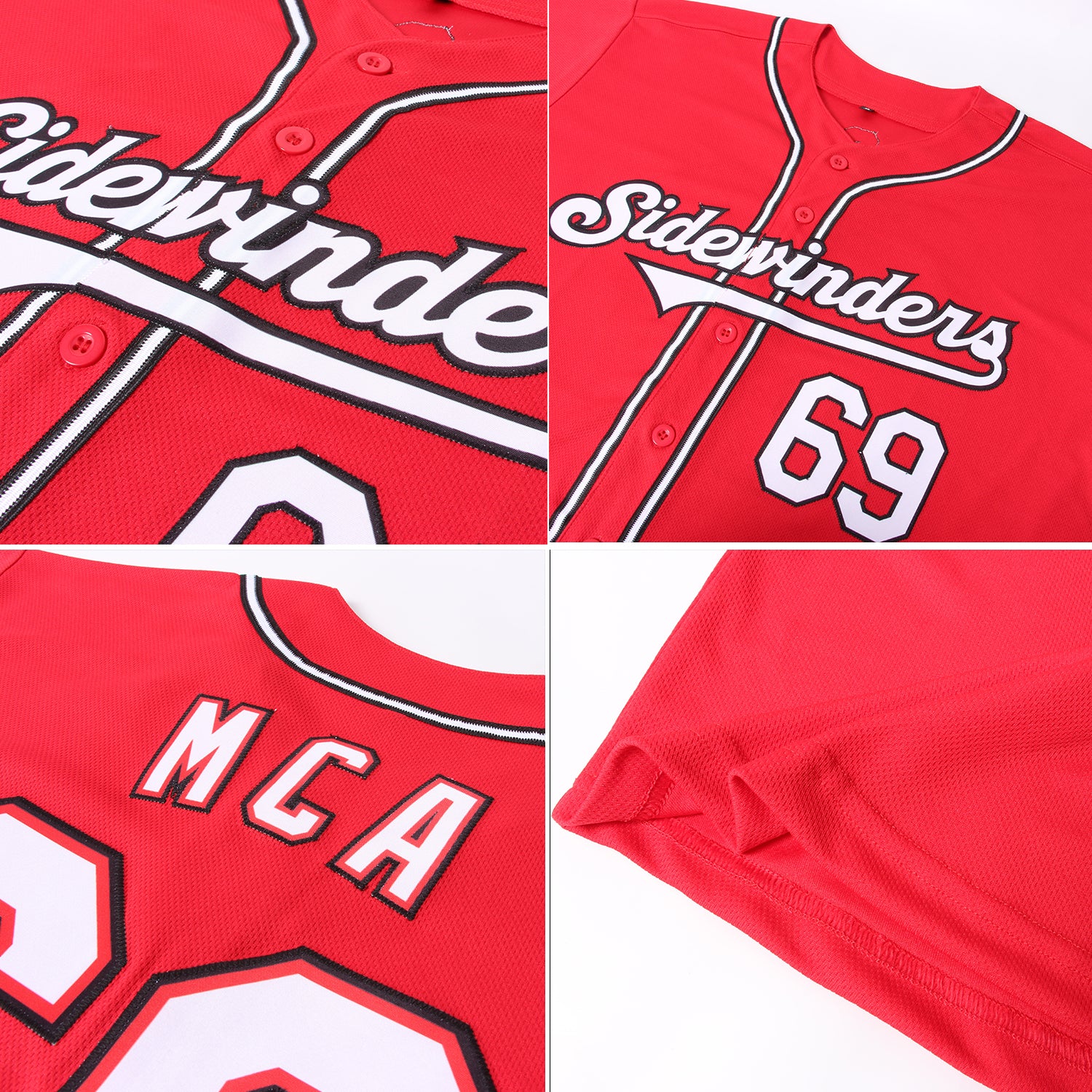 Custom Red White-Black Authentic Baseball Jersey