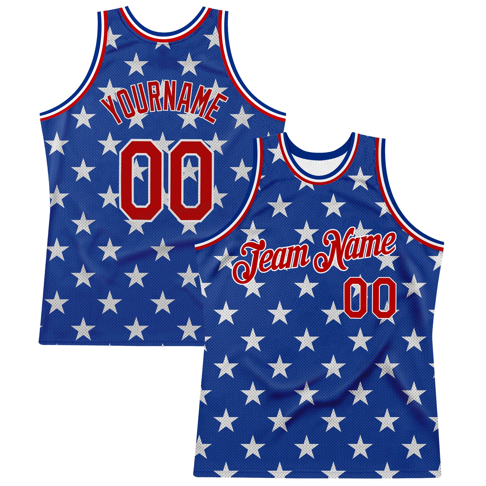 Custom Royal Red-White 3D Pattern Design American Flag Authentic Basketball Jersey