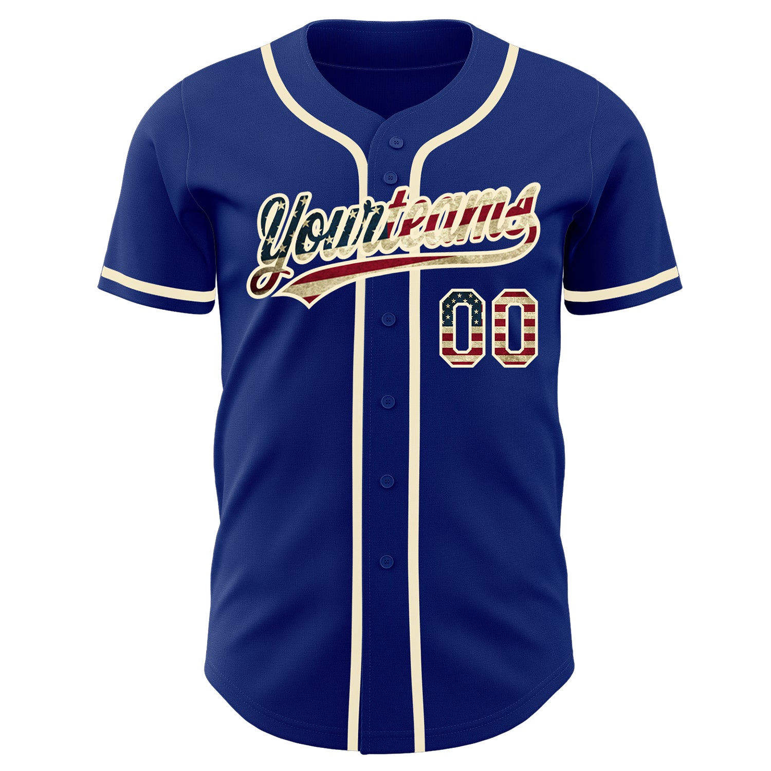 Custom Royal Vintage USA Flag-Cream Authentic Baseball Jersey