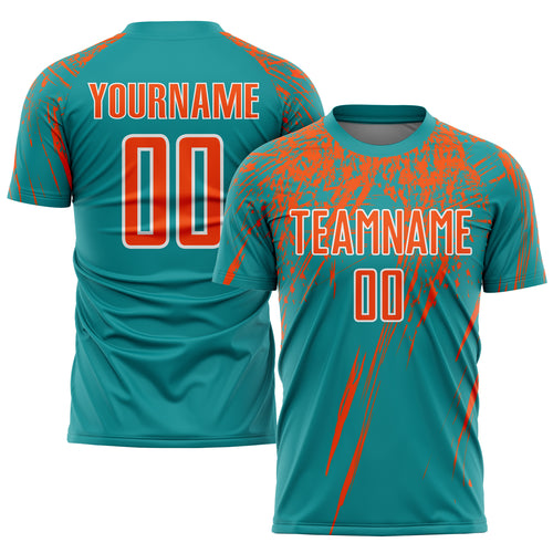 Custom Orange White Sublimation Soccer Uniform Jersey