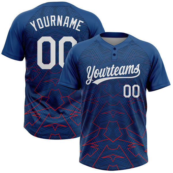 Custom Navy Red-White Two-Button Unisex Softball Jersey Sale– Fcustom