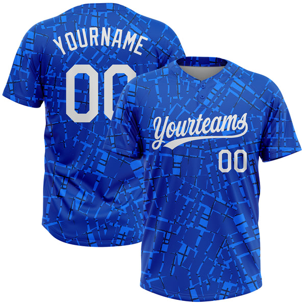 Custom Royal White 3D Pattern Two-Button Unisex Softball Jersey