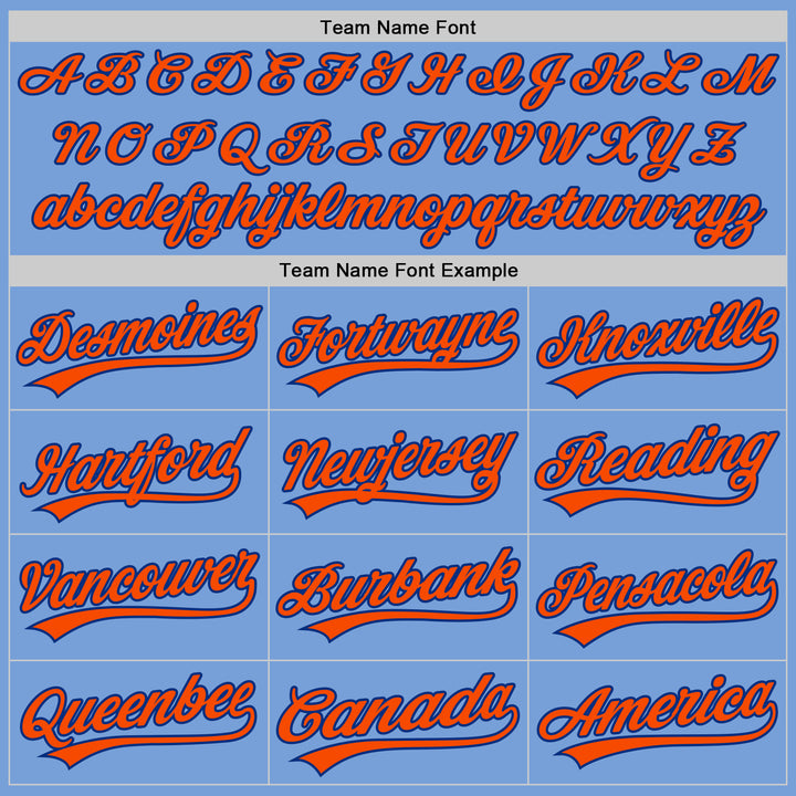 Custom Light Blue Softball Jersey Orange-Royal Two-Button Unisex - FansIdea