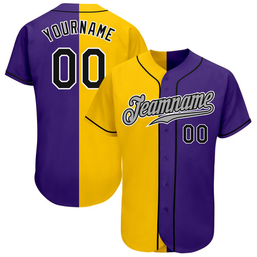 Custom Purple White-Gold Authentic Baseball Jersey