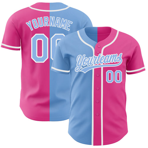 Custom Light Blue White-Navy Authentic Two Tone Baseball Jersey