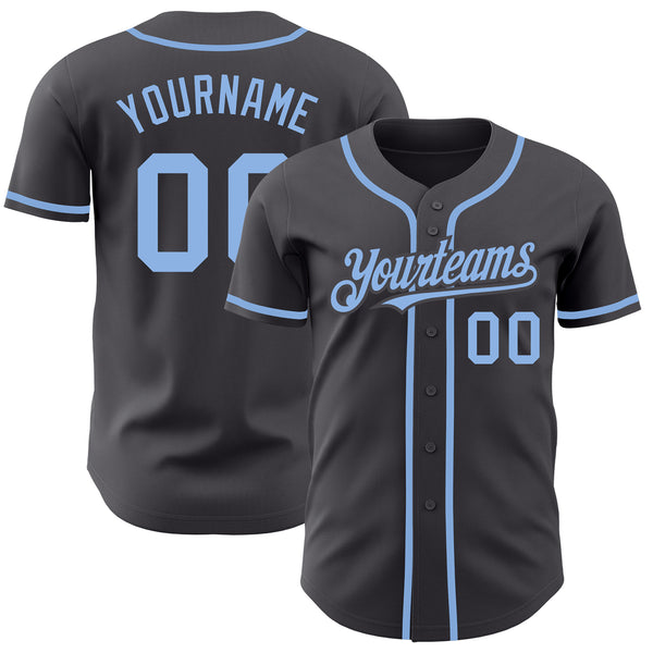 Custom Steel Gray Light Blue Authentic Baseball Jersey