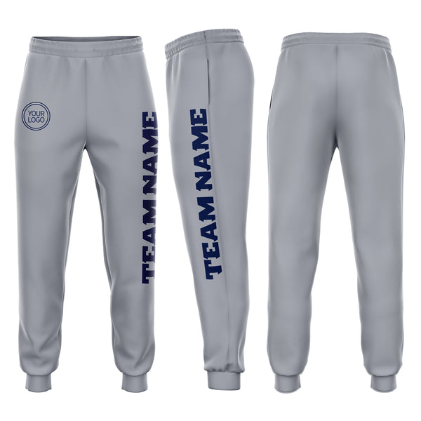 Custom Gray Navy Fleece Jogger Sweatpants