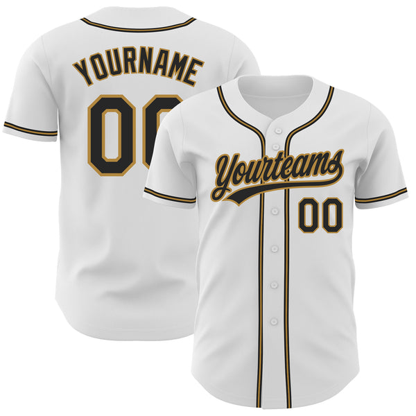 Custom White Brown Pinstripe Brown-Gold Authentic Baseball Jersey