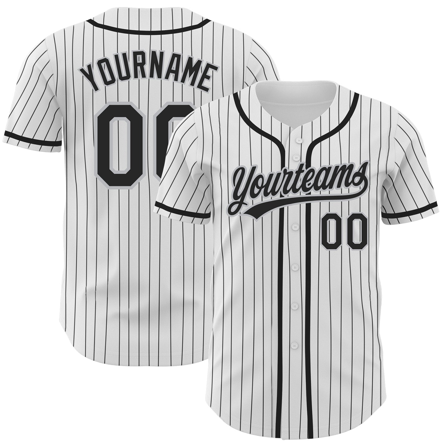 Custom White Black Pinstripe Black-Gray Baseball Jersey – FanCustom