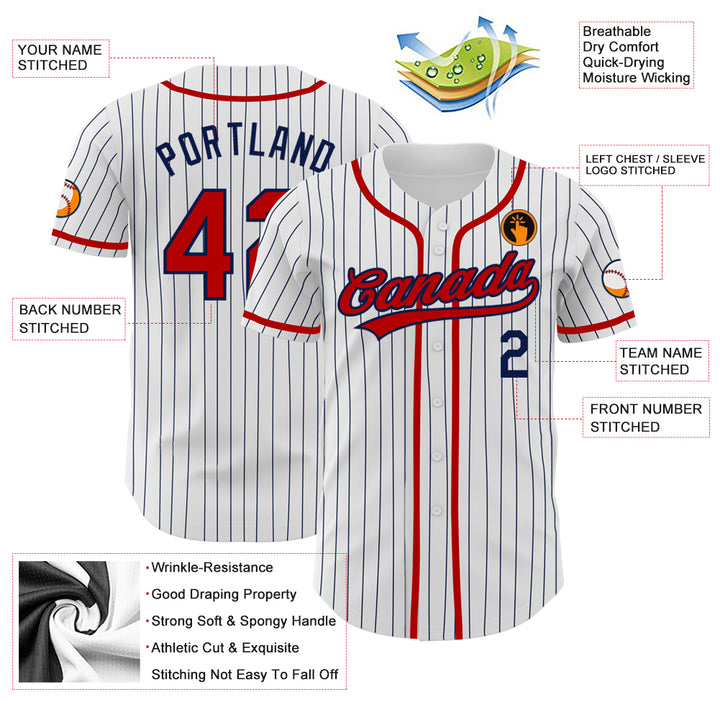 Custom Red White-Navy Authentic Baseball Jersey – FanCustom